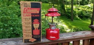 Vintage Red Coleman 200a Red Single Mantle Sunshine Lantern Dated 10 - 63