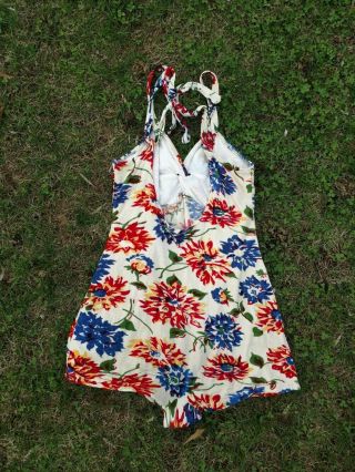 SWEET LARGE SIZE VINTAGE 1940’S FLORAL TERRYCLOTH BATHING SUIT 4