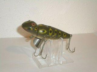 Vintage Creek Chub Jigger Fishing Lure - Glass Eyes - Frog Color 2