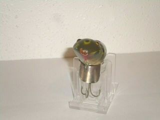 Vintage Creek Chub Jigger Fishing Lure - Glass Eyes - Frog Color 3