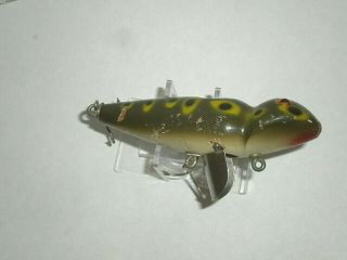 Vintage Creek Chub Jigger Fishing Lure - Glass Eyes - Frog Color 8