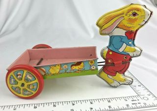 Vintage Classic J.  Chein & Co.  U.  S.  A.  Easter Bunny Pulling Cart Litho