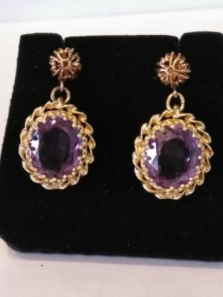 Gorgeous Antique 14kt Yellow Gold Color Changing Sapphire Dangle Earrings