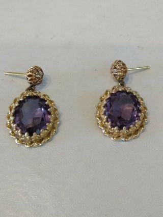 Gorgeous antique 14KT Yellow Gold color changing Sapphire Dangle Earrings 4
