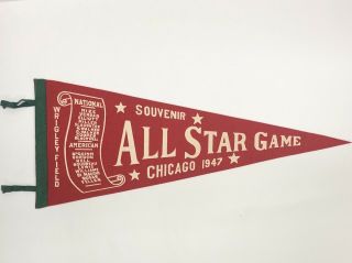 1947 All Star Pennant Vintage Wrigley Field Chicago Red Scroll Ex Nm Cond