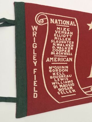 1947 ALL STAR PENNANT VINTAGE WRIGLEY FIELD CHICAGO RED SCROLL EX NM COND 2