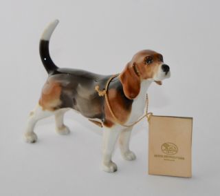 Vintage Hutschenreuther Dog Beagle Figurine 2298/2f - With Tags