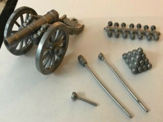 Silver Play Set Cannon With Ram Rods Cannon Balls On Sprue Ex