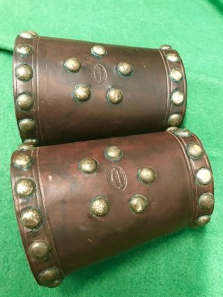 Vintage El Paso Saddlery Leather Cowboy Cuffs / Gauntlets W/ Brass