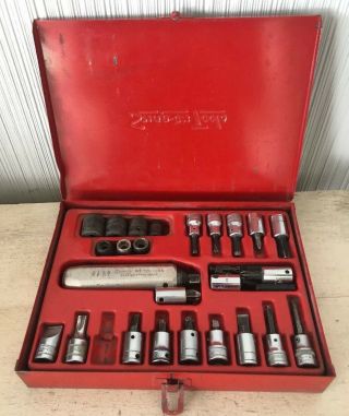 Vintage Snap On Tools Usa Pit120 Impact Driver Set Metal Box Some Misc Brands