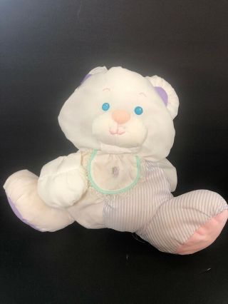 Vintage 1991 Fisher Price Baby Puffalumps Bear Cub Plush Doll With Rattle 1360