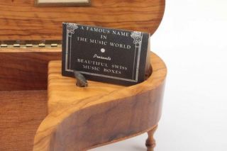 Vintage Fred Zimbalist Thorens Swiss Burl Wood Grand Piano Music Box with Tag 4