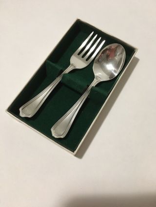 Reed & Barton Antique Sterling Silver Baby Fork And Spoon Set