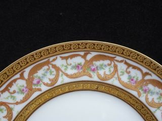 8 EXQUISITE ANTIQUE M.  REDON LIMOGES FRANCE GOLD ENCRUSTED SALAD PLATES 4