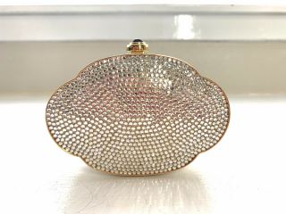 Vintage Judith Leiber Clear Swarovski Crystal Minaudiere Mini Bag Or Clutch