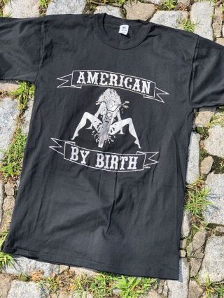 Vintage 80s American By Birth Biker T - Shirt Size Lager 50/50 Made In Usa
