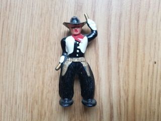 Vintage Barclay Pod Foot Lead Cowboy Toy Soldier Red Scarf Black Outfit 2 - 3/4”