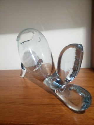 Vtg Mid Century Modern Blenko Clear Hand Blown Art Glass Fish Vase Vessel 20 