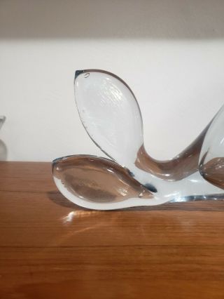 Vtg Mid Century Modern Blenko Clear Hand Blown Art Glass Fish Vase Vessel 20 