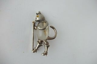 Norma Sterling Silver Jelly Belly Puss In Boots Cat Pin Brooch