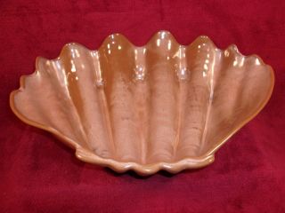 Vintage Frankoma Pottery T10 Tiki Shell Bowl In Desert Gold Glaze 13 " S,  Rare