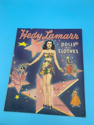 Vintage Hedy Lamarr Paper Dolls - 1942 12 " X 10.  5 " Good Cond.