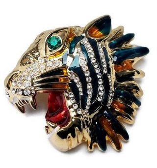 Gucci 2019 Rajah Tiger Brooch W/ Enamel Crystals Retail $980 Nwot