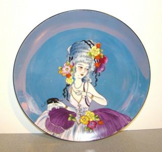 Vintage Noritake Deco Blue Luster Ware Lusterware Plate Masquerade Lady Woman