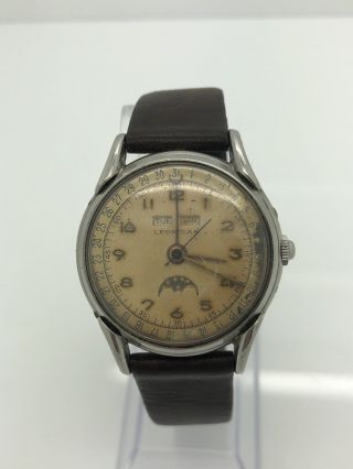 Vintage Leonidas Triple Calendar Moon Phase Wrist Watch