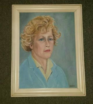 Vintage 1950s Impressionist Oil Painting Portrait Of A Woman Signed Taylor