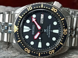 Vintage Seiko Diver 6309 - 7290 Black Padi Mod Slim Turtle Automatic Men Watch 602