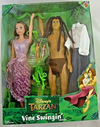 Tarzan And Jane Doll Disney Gift Set Fashion Vine Swingin Movie Nrfb Mib