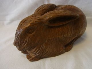 Vintage German Black Forest Carved Wood Bunny Rabbit F 7