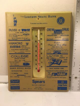 Vintage Plastic,  Advertising Wall Thermometer.  Tahlequah,  Muskogee,  Ok.