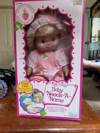 Nib Vtg Strawberry Shortcake Baby Need A Name Blow Scented Kiss Doll Kenner 1984