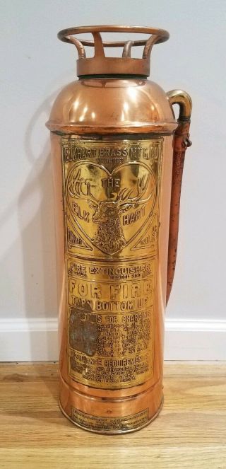 Vintage Elkhart Large Head Copper Fire Extinguisher Empty No Bottle 2 1/2