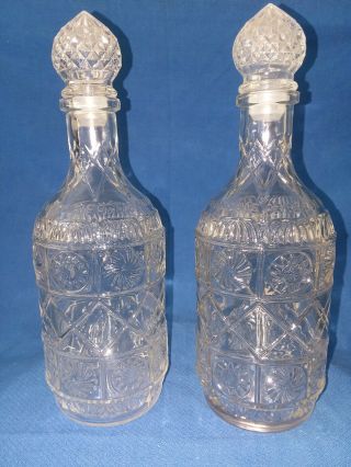 Antique Vintage Glass Wine Liquor Decanter D 10 66 50.  Set Of 2