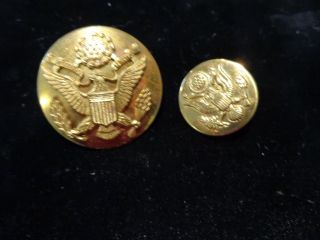 Us Army Hat Brass Cap Badge Insignia Pin 1 - 1/2 " Plus 1 " Insignia Medal Pin