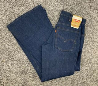 Nos Vintage 70s Levis 684 Blue Denim Bell Bottom Jeans Sz 30x30 With Tag