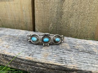 Old Vintage Pawn Native American Sterling Silver Turquoise Jewelry Bracelet
