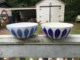 Rare Vintage Light Blue on White Cathrineholm Lotus Enamelware Bowl 7” (18 cm) 2