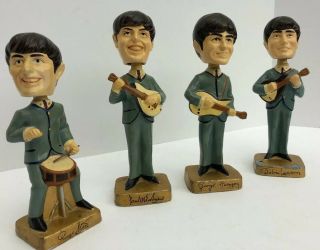 The Beatles 1964 Car Mascots Complete Set Bobbleheads,  Nodders Rare 8 "