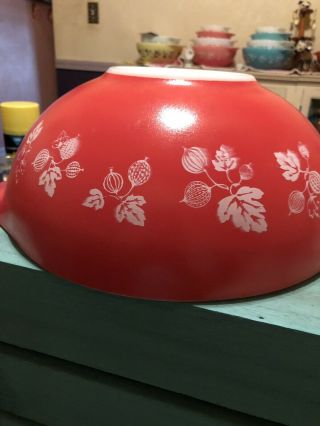 Vintage Pyrex JAJ Coral Red Gooseberry Cinderella Bowl 443 - Rare HTF 4