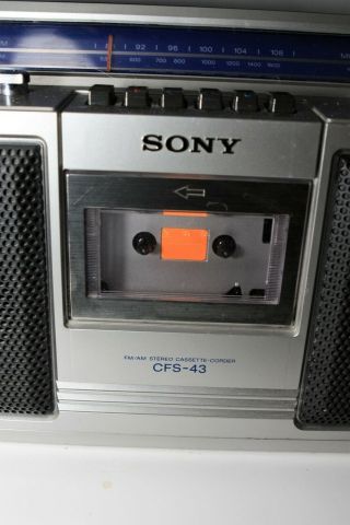 Vintage Sony CFS - 43 Boombox Blaster Portable Cassette Deck AM/FM Radio MTV 80s 3