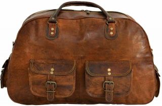 Hand - Crafted D - Duffle Vintage Leather Travel Luggage Sport Gym Brown Bag