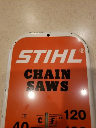 VINTAGE STIHL CHAINSAW ADVERTISING THERMOMETER SIGN MADE IN USA 6
