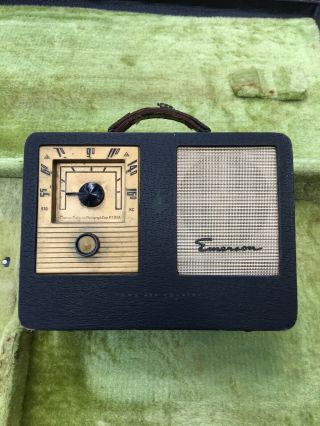 Vintage Emerson Tube Radio Black Tolex Covering
