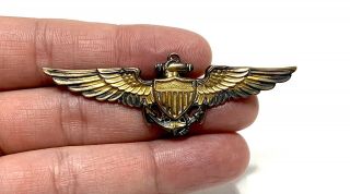 Estate Navy WW2 10k GF Marine Corps Pilot Wings Pin LGB Hallmarked 6