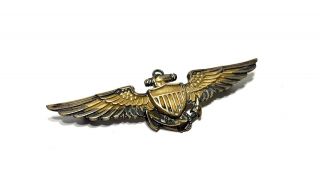 Estate Navy WW2 10k GF Marine Corps Pilot Wings Pin LGB Hallmarked 7