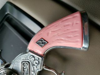 Vintage Halco Metal Die Cast Toy Cap Gun Pistol Pink Handle with holster 2